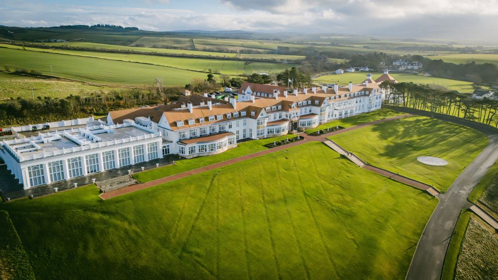 Aerial view of the Turnberry resort and links