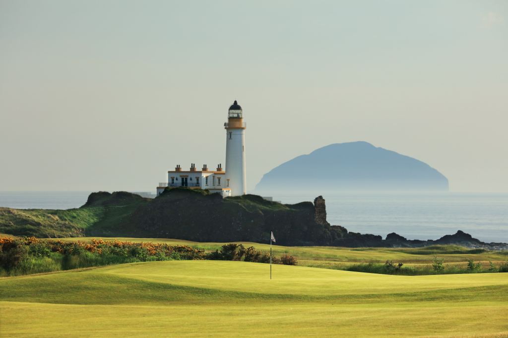 A heritage links scene with the Turnberry lighthouse